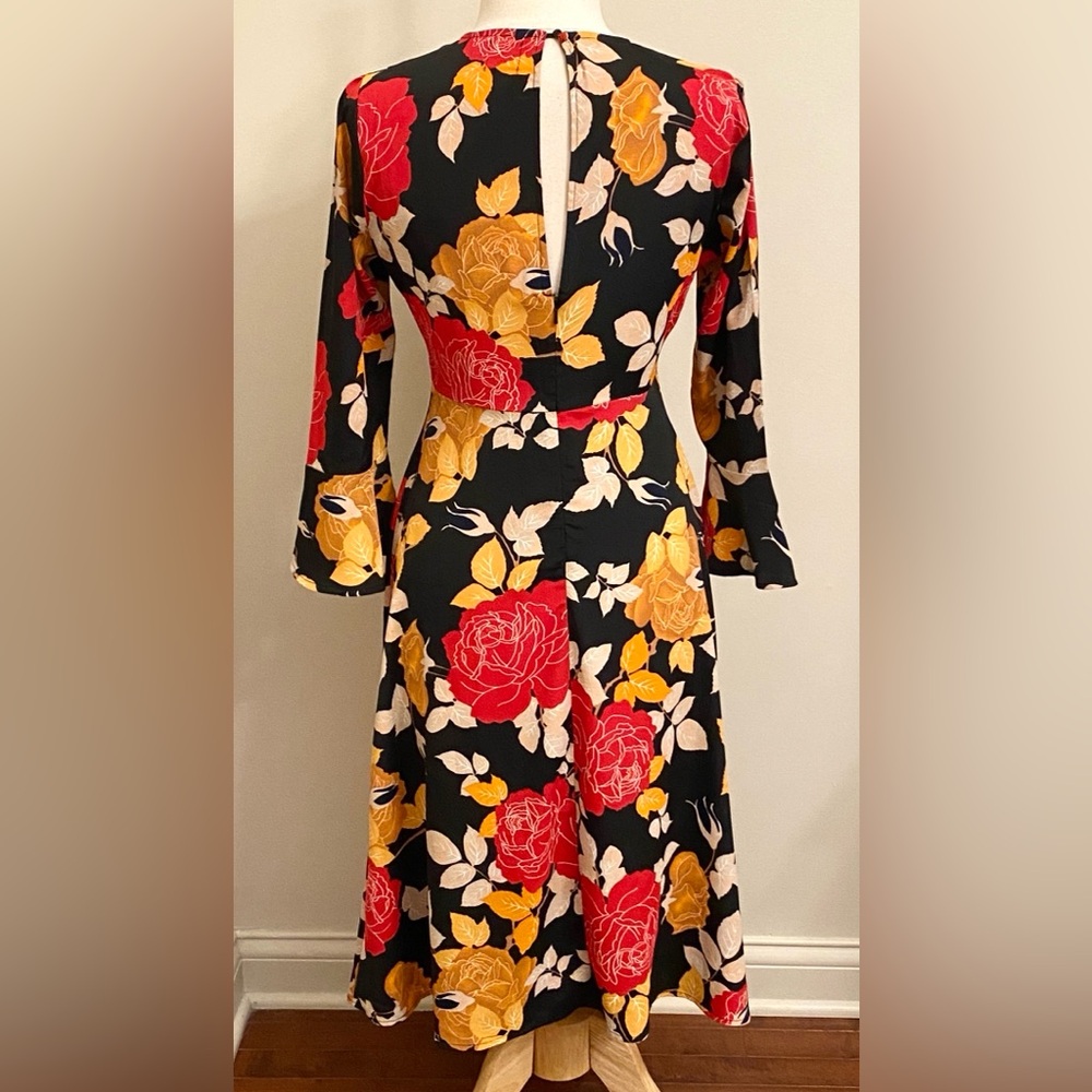 ASOS Black Red Dark Floral SZ 6 Shabby Chic Cottagecore Boho Romantic Fall Dress - Picture 9 of 10